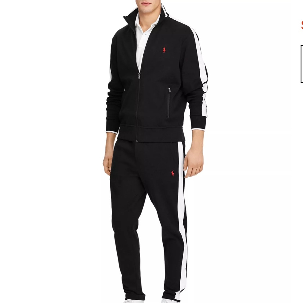 Ralph Lauren white striped black jogging track set Sz M
